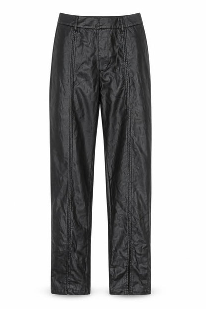 PrettyLittleThing Women's Black Faux Leather High Rise Slim Trousers Size 4
