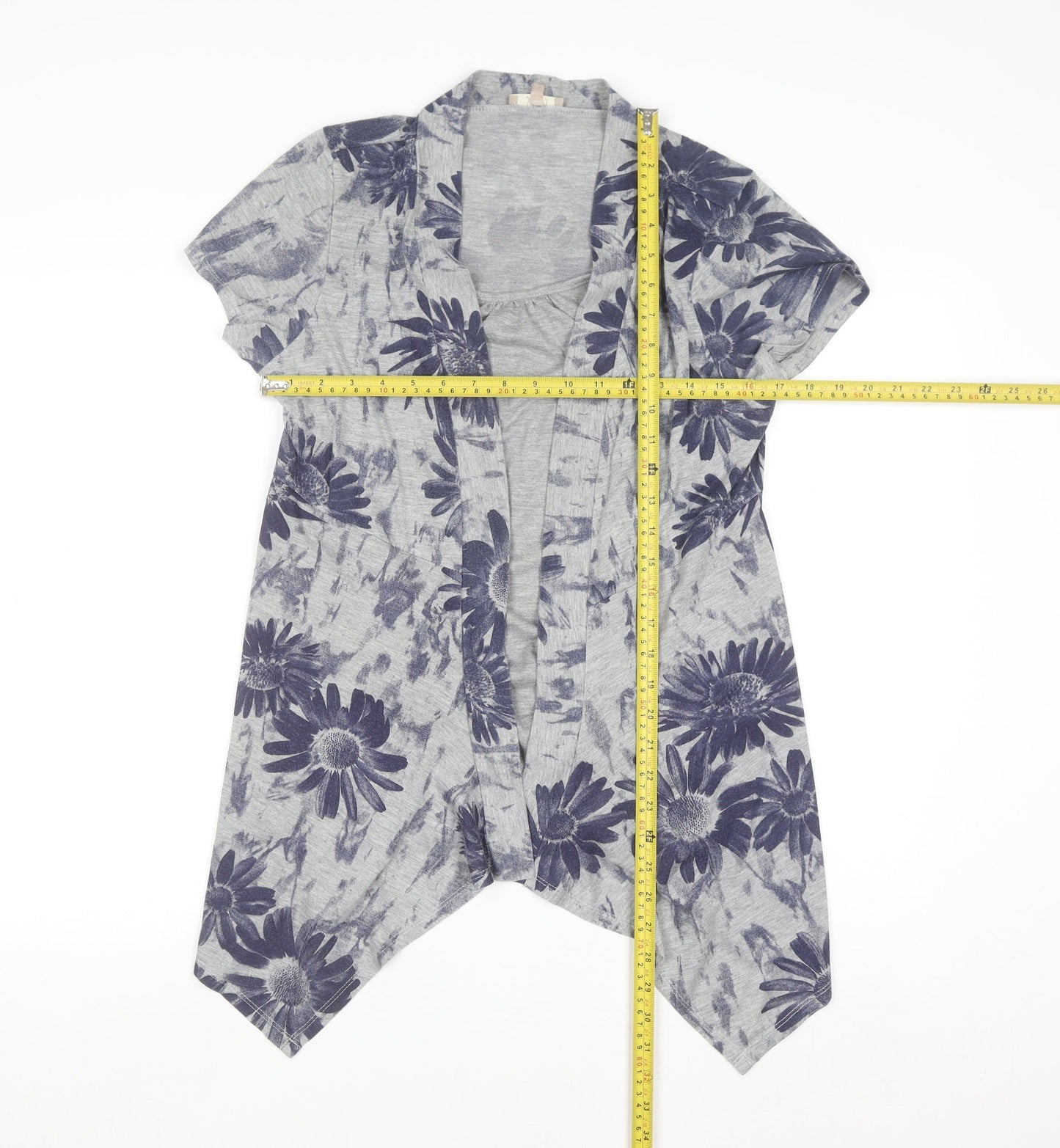 Soon Women’s Grey Floral Kimono Blouse Size 16 Regular Fit