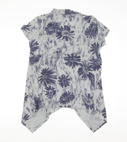 Soon Women’s Grey Floral Kimono Blouse Size 16 Regular Fit