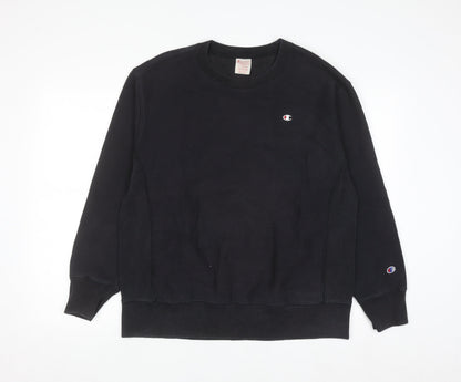 Champion Mens Black XL Pullover Crew Neck Fleece Sweatshirt