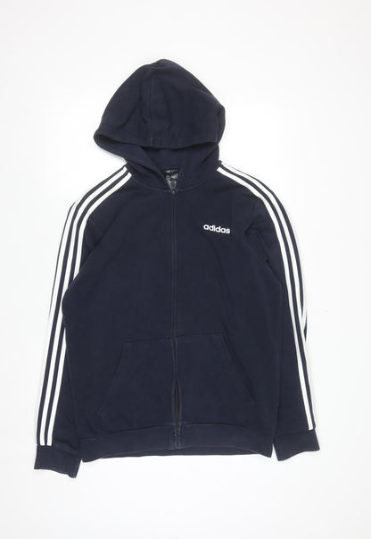 Adidas Men's Blue Full Zip Hoodie Size M Sportswear Hooded Sweatshirt