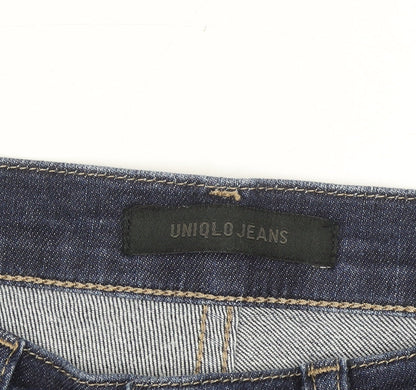 Uniqlo Women’s Blue Slim Straight Jeans Size 10 Mid Rise Stretch Denim
