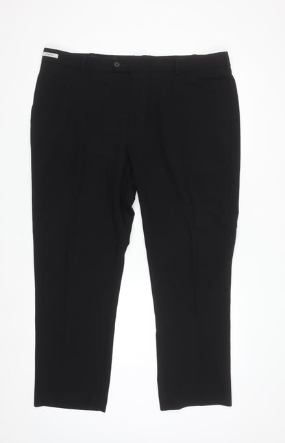 Farah Men's Black Classic Chino Trousers 42W 29L Stretch Twill