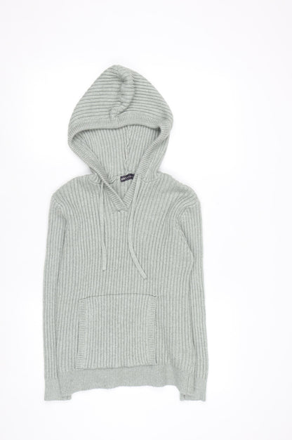 Marks and Spencer Women’s Soft Green Hooded Rib Knit Jumper Size M