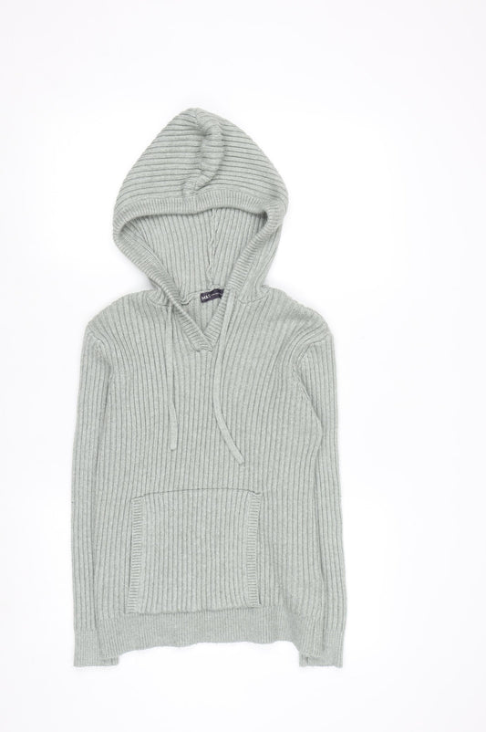 Marks and Spencer Women’s Soft Green Hooded Rib Knit Jumper Size M