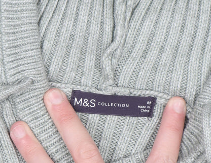 Marks and Spencer Women’s Soft Green Hooded Rib Knit Jumper Size M