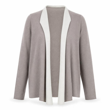 Benedetta B Women's Beige Merino Wool Blend Open Cardigan L