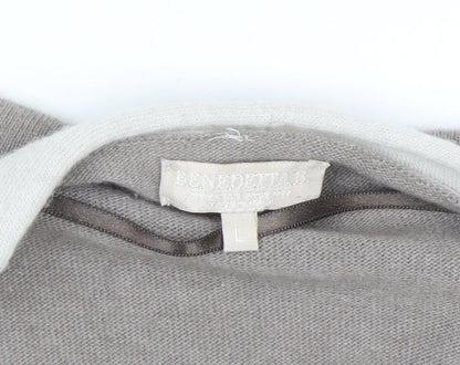 Benedetta B. Women's Beige Merino Wool Blend Open Cardigan L