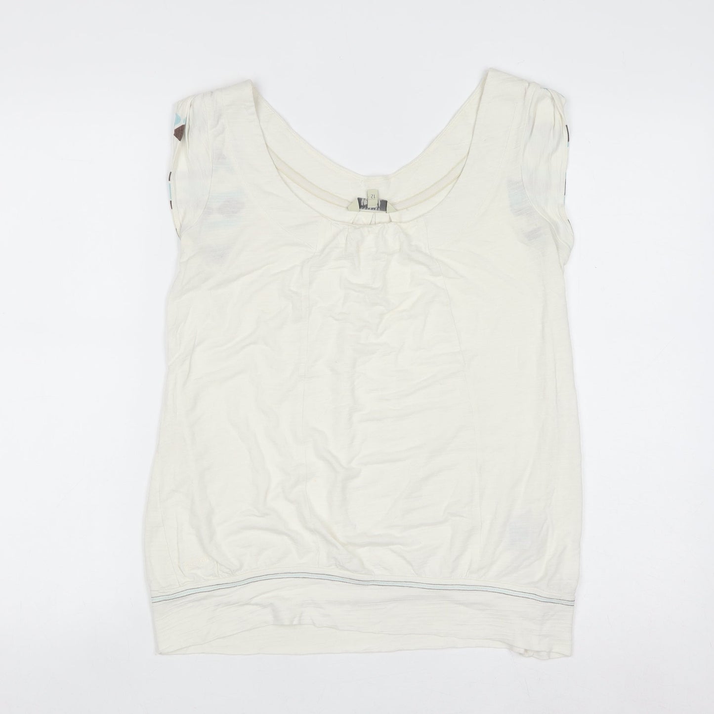 Fat Face Women’s Ivory Sleeveless Scoop Neck Tank Top Size 12