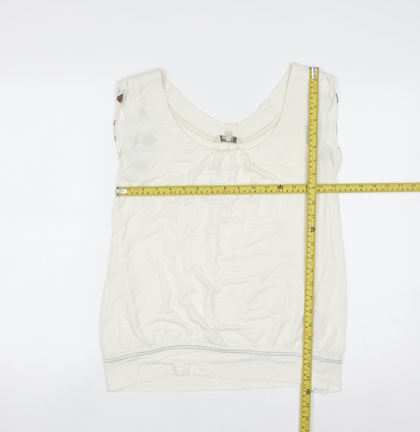 Fat Face Women’s Ivory Sleeveless Scoop Neck Tank Top Size 12