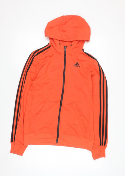 Adidas Men's Orange Full Zip Hoodie Small Sports Essentials Climalite