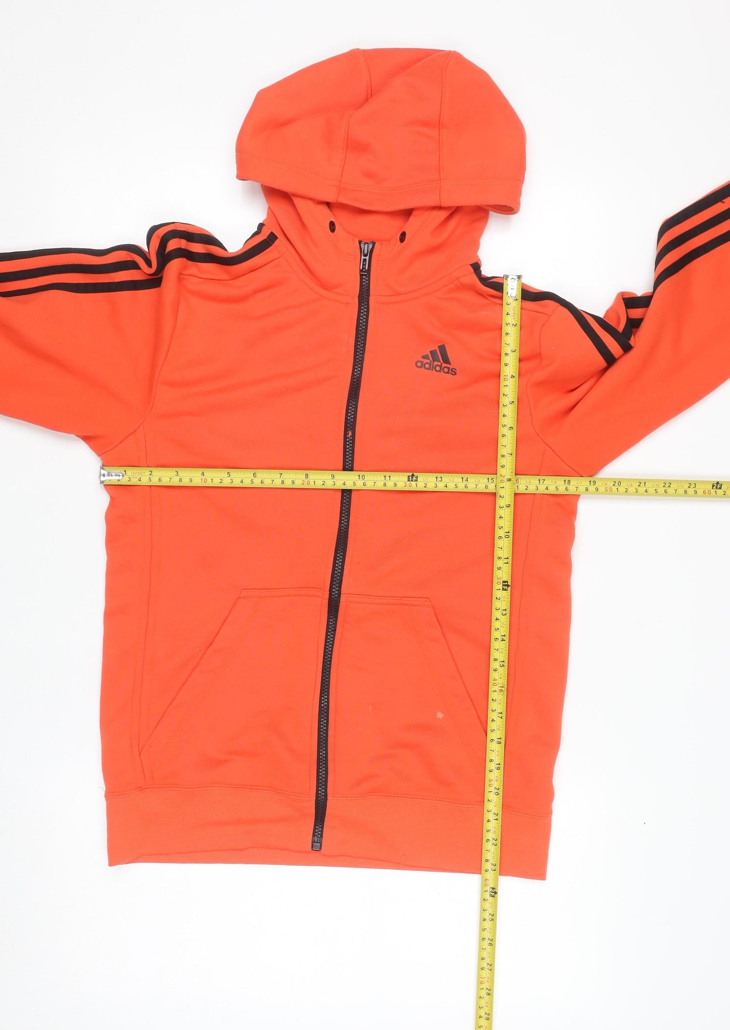 Adidas Men's Orange Full Zip Hoodie Small Sports Essentials Climalite