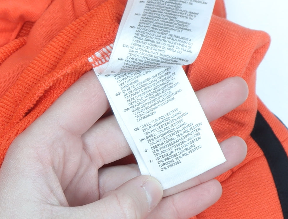 Adidas Men's Orange Full Zip Hoodie Small Sports Essentials Climalite