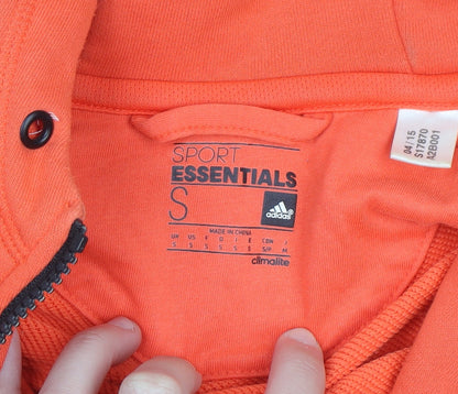 Adidas Men's Orange Full Zip Hoodie Small Sports Essentials Climalite