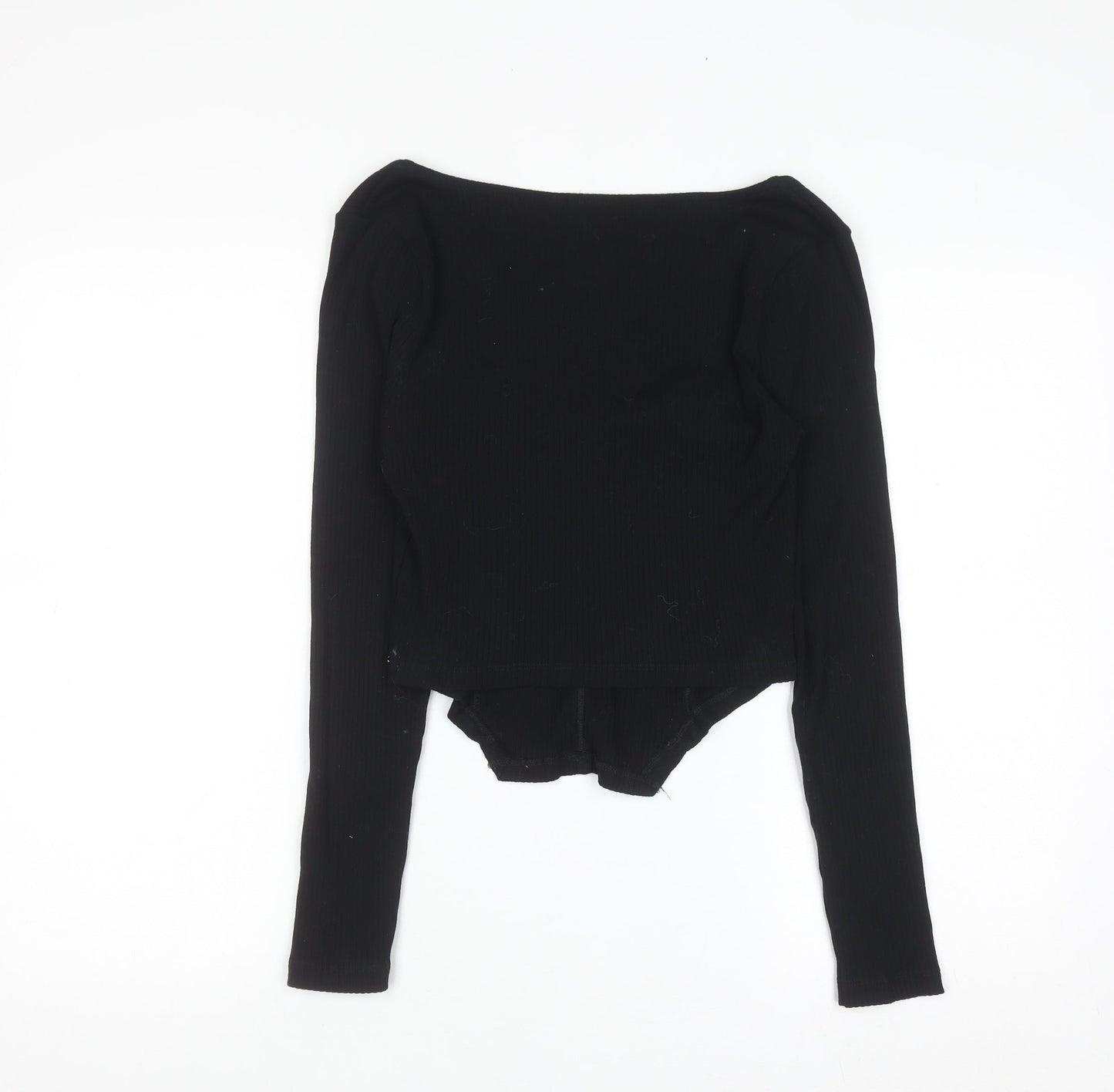 ASOS DESIGN Black Cropped Long Sleeve Square Neck Top Women’s Size 12