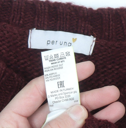 Marks and Spencer Women’s Red Cable Knit Jumper Size 18 Per Una