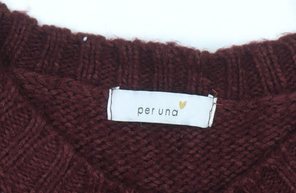 Marks and Spencer Women’s Red Cable Knit Jumper Size 18 Per Una