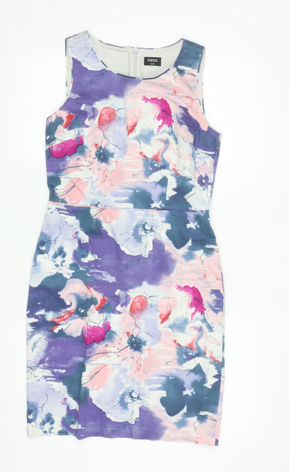 Oasis Women’s Multicoloured Floral Sheath Dress Size 12 Sleeveless