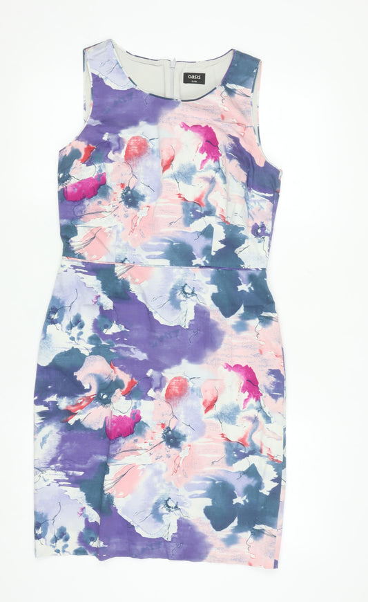 Oasis Women’s Multicoloured Floral Sheath Dress Size 12 Sleeveless