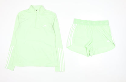 adidas Womens Green 1/4 Zip Tracksuit Set Size 12-14