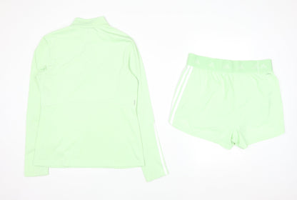 adidas Womens Green 1/4 Zip Tracksuit Set Size 12-14