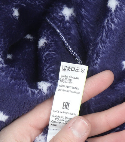 Marks and Spencer Women Blue Star Print Hooded Velour Onesie Size 12