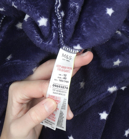 Marks and Spencer Women Blue Star Print Hooded Velour Onesie Size 12