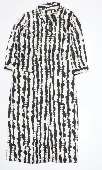 Dunnes Stores Women’s Black Tie-Dye Collared Midi Shirt Dress Size 22