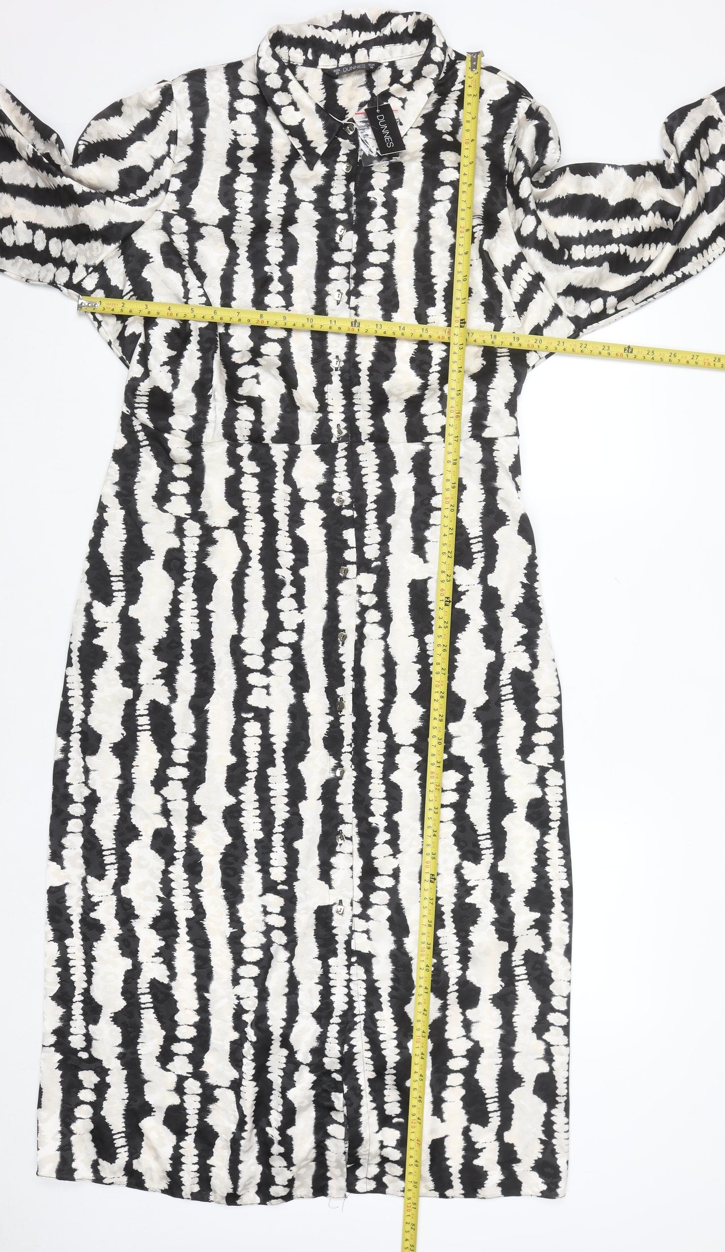 Dunnes Stores Women’s Black Tie-Dye Collared Midi Shirt Dress Size 22