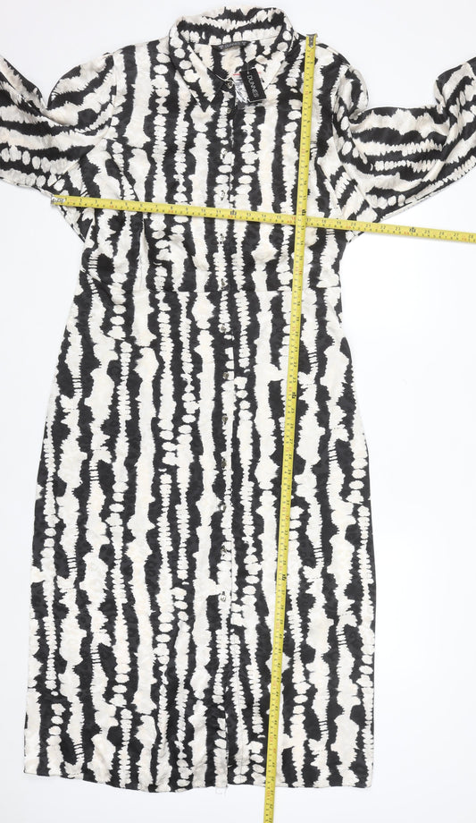 Dunnes Stores Women’s Black Tie-Dye Collared Midi Shirt Dress Size 22