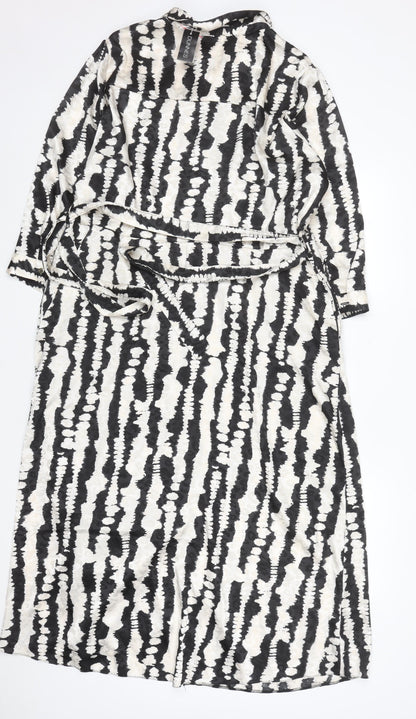 Dunnes Stores Women’s Black Tie-Dye Collared Midi Shirt Dress Size 22