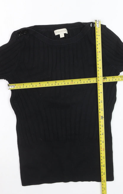 Monsoon Women’s Black Ribbed Knit Boat Neck Jumper Size S