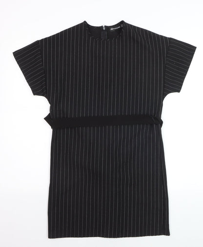 PrettyLittleThing Womens Black Striped Tunic Blouse Size 6