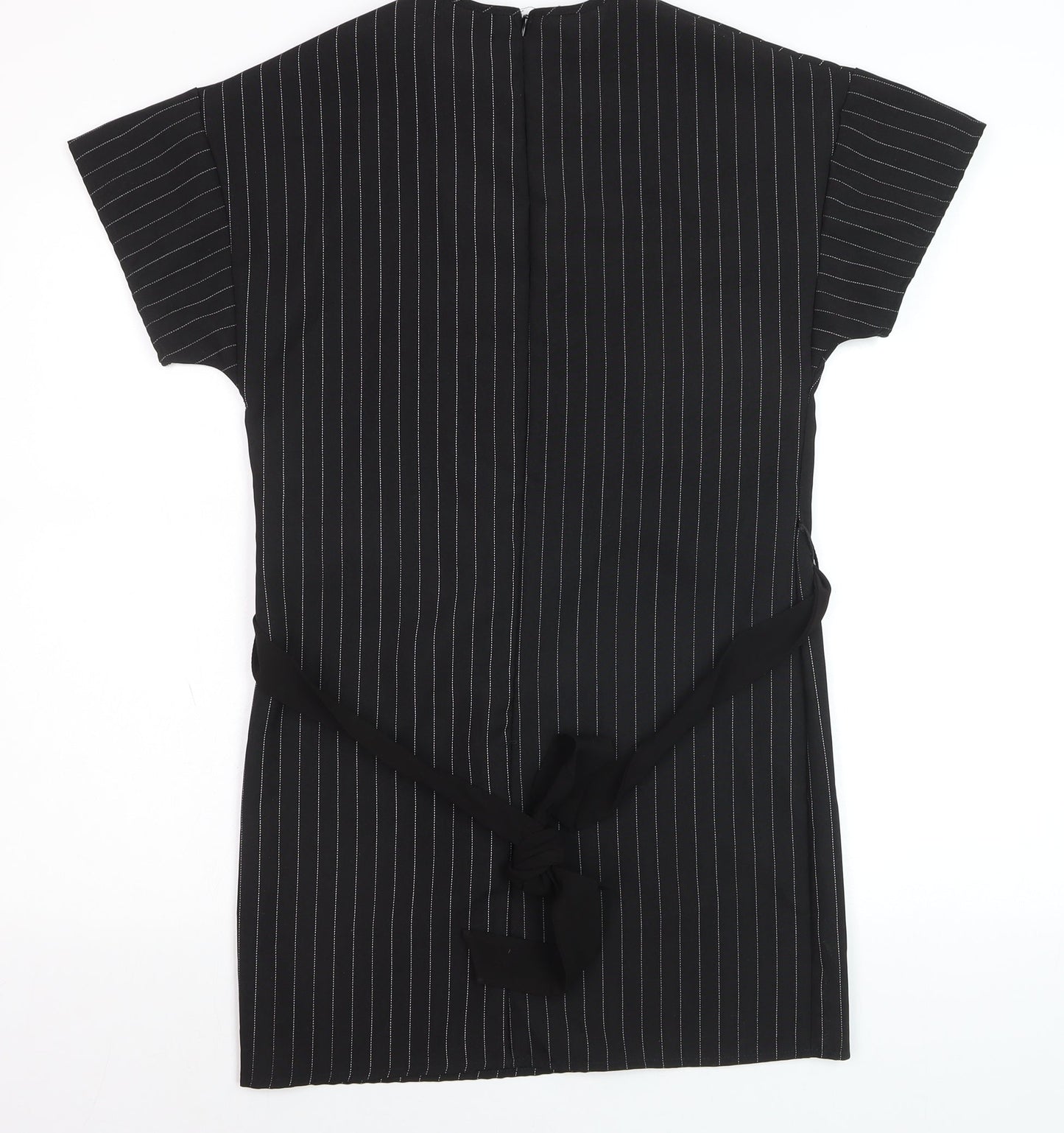 PrettyLittleThing Womens Black Striped Tunic Blouse Size 6