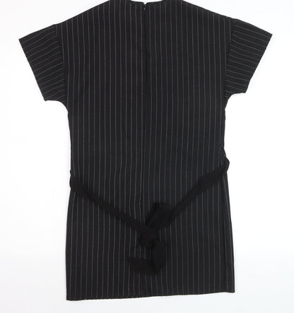 PrettyLittleThing Womens Black Striped Tunic Blouse Size 6