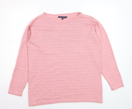 Crew Clothing Women Pink Cotton Blend Knit Jumper Size 16