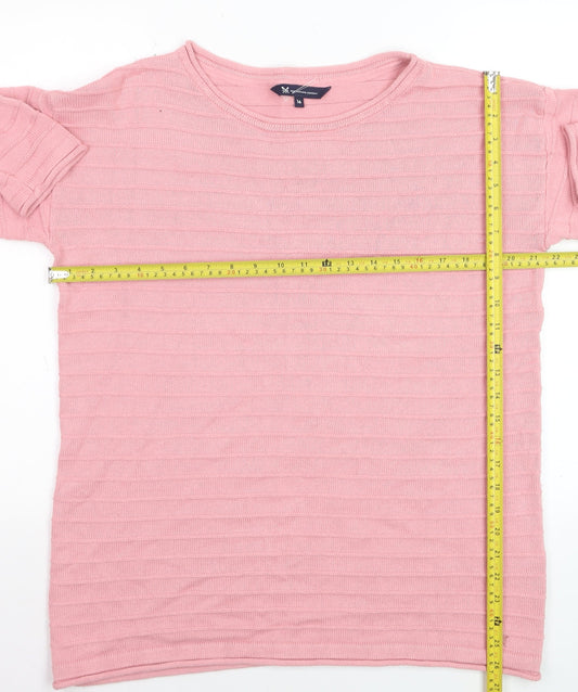 Crew Clothing Women Pink Cotton Blend Knit Jumper Size 16