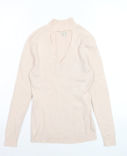River Island Womens Beige V-Neck Knit Jumper Size 12