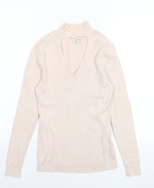 River Island Womens Beige V-Neck Knit Jumper Size 12