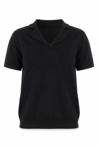 ASOS DESIGN Women's Black Collared Short Sleeve Cotton Jumper Size S