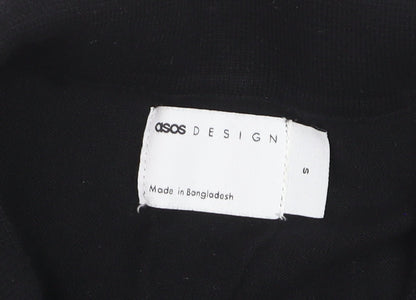 ASOS DESIGN Women's Black Collared Short Sleeve Cotton Jumper Size S