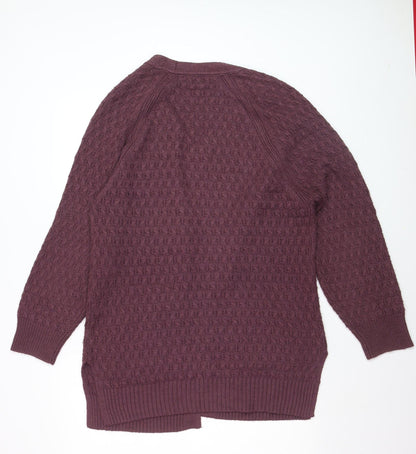 Fat Face Women’s Purple Chunky Knit Long Sleeve Cardigan Size 12