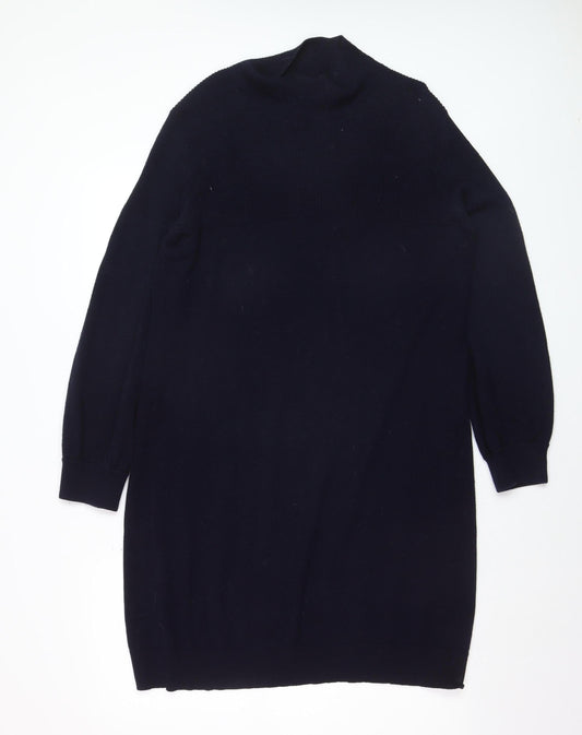 Whistles Womens Black Wool Cashmere Mock Neck Long Sleeve Jumper M