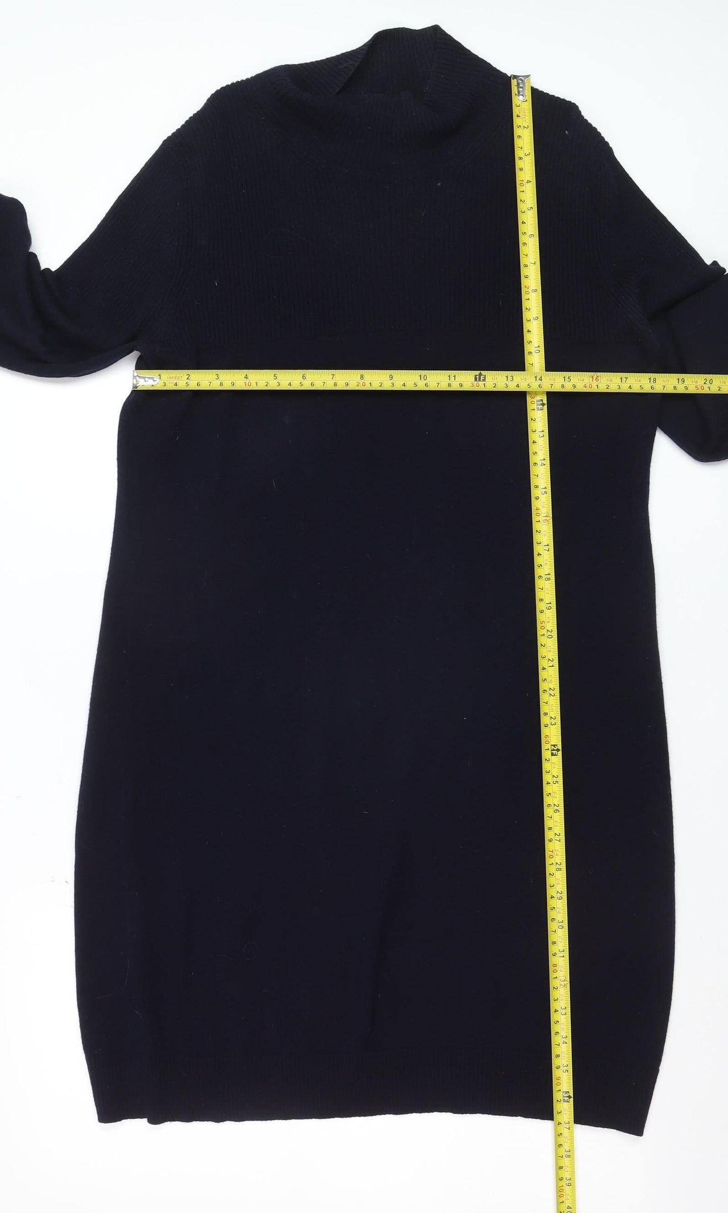 Whistles Womens Black Wool Cashmere Mock Neck Long Sleeve Jumper M