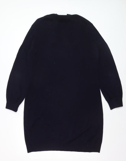 Whistles Womens Black Wool Cashmere Mock Neck Long Sleeve Jumper M
