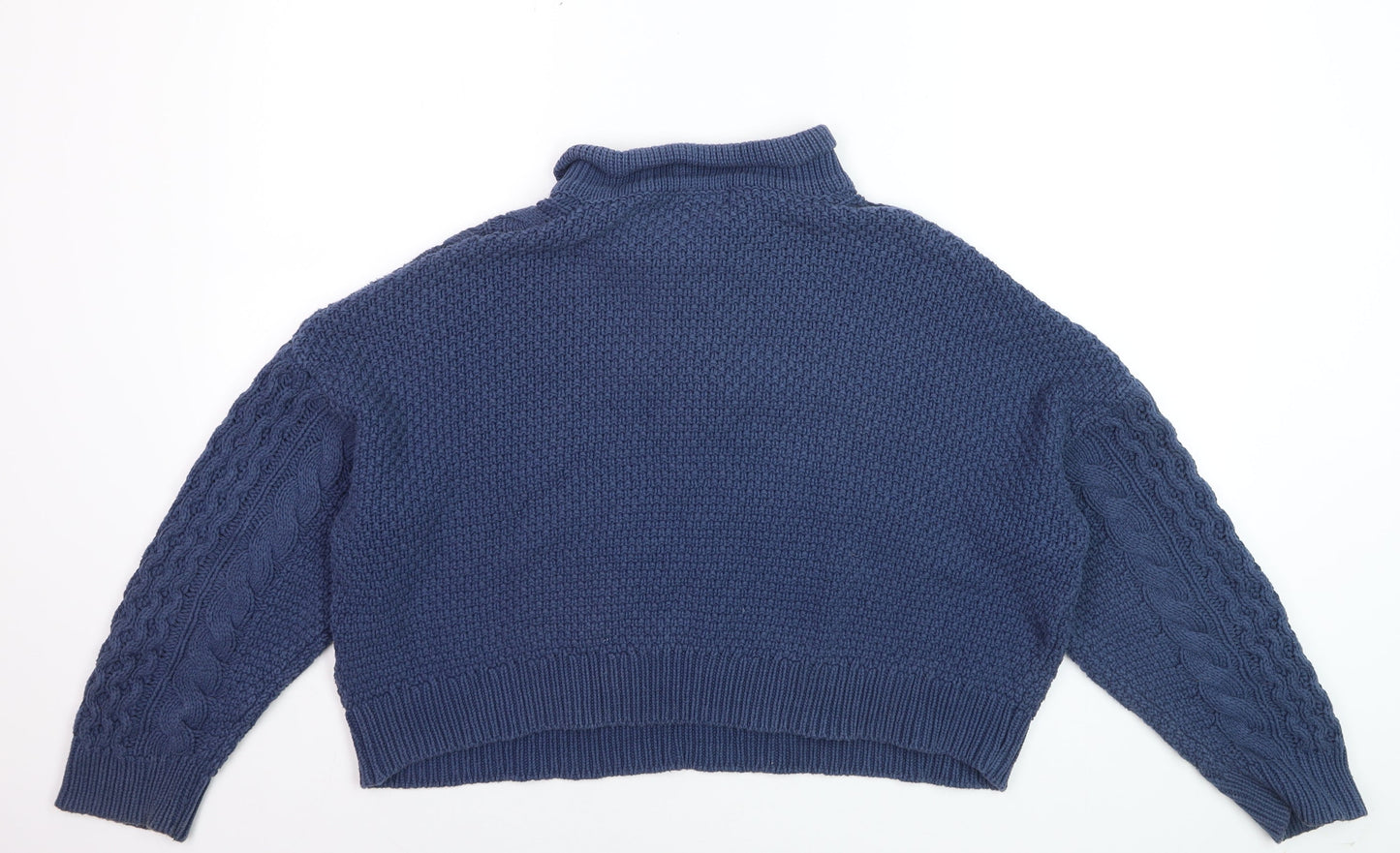 Selan Outfitters Womens Blue Cable Knit Henley Jumper M