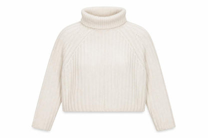Zara Women Ivory Roll Neck Ribbed Knit Wool Blend Jumper Size S