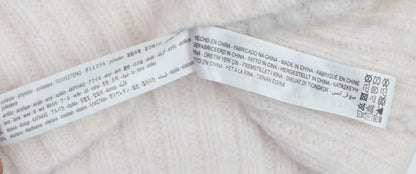 ZARA Women Ivory Roll Neck Ribbed Knit Wool Blend Jumper Size S