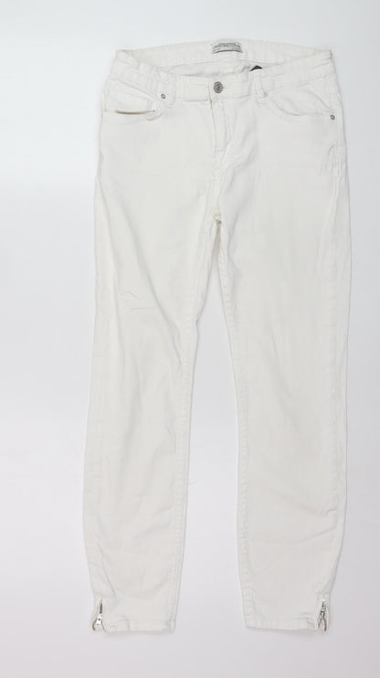 Zara Woman White Slim Fit Ankle Zip Jeans Size 14