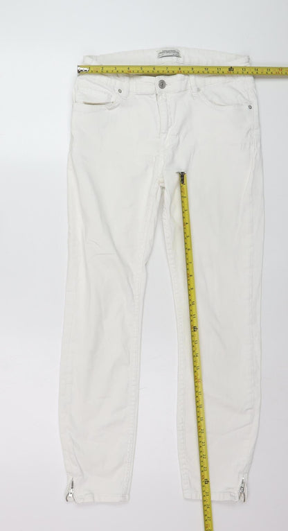Zara Woman White Slim Fit Ankle Zip Jeans Size 14